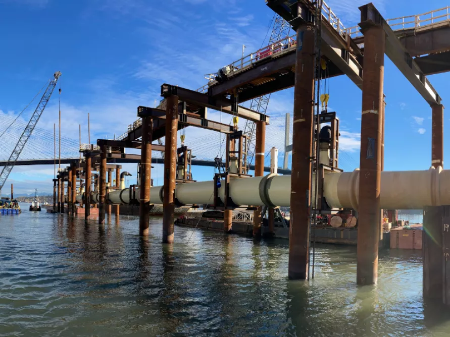 Annacis Island WWTP Outfall Project on Annacis Island, in British-Columbia, an example of Pomerleau's expertise in Water Treatment