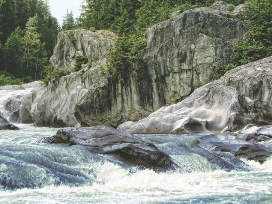 The Forrest Kerr Hydroelectric Project in British Columbia, a view of the river and it's importance for this energy project by Pomerleau