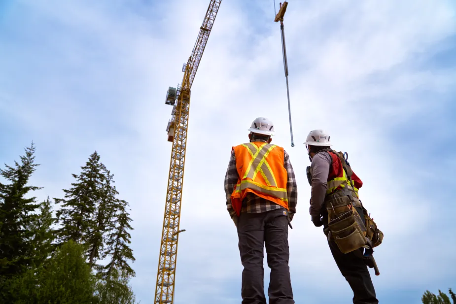 Pomerleau workers on a construction site in British Columbia