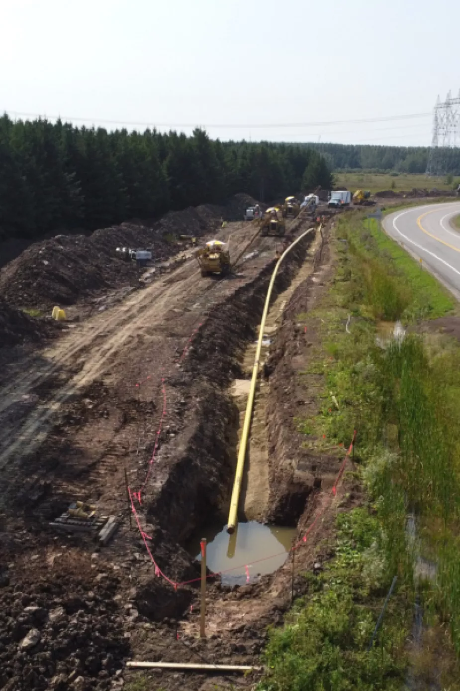 Énergir Gas Pipelines RPI in Bécancour, Quebec, an example of a buried lines project by Pomerleau