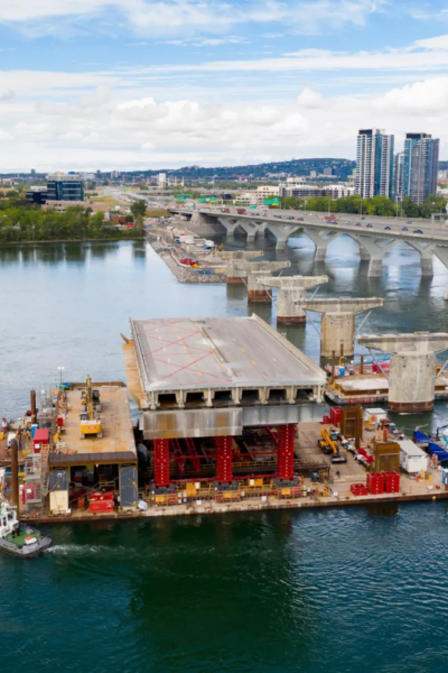 The Champlain Bridge Deconstruction in Montreal, Quebec, an example of a marine construction project of Pomerleau